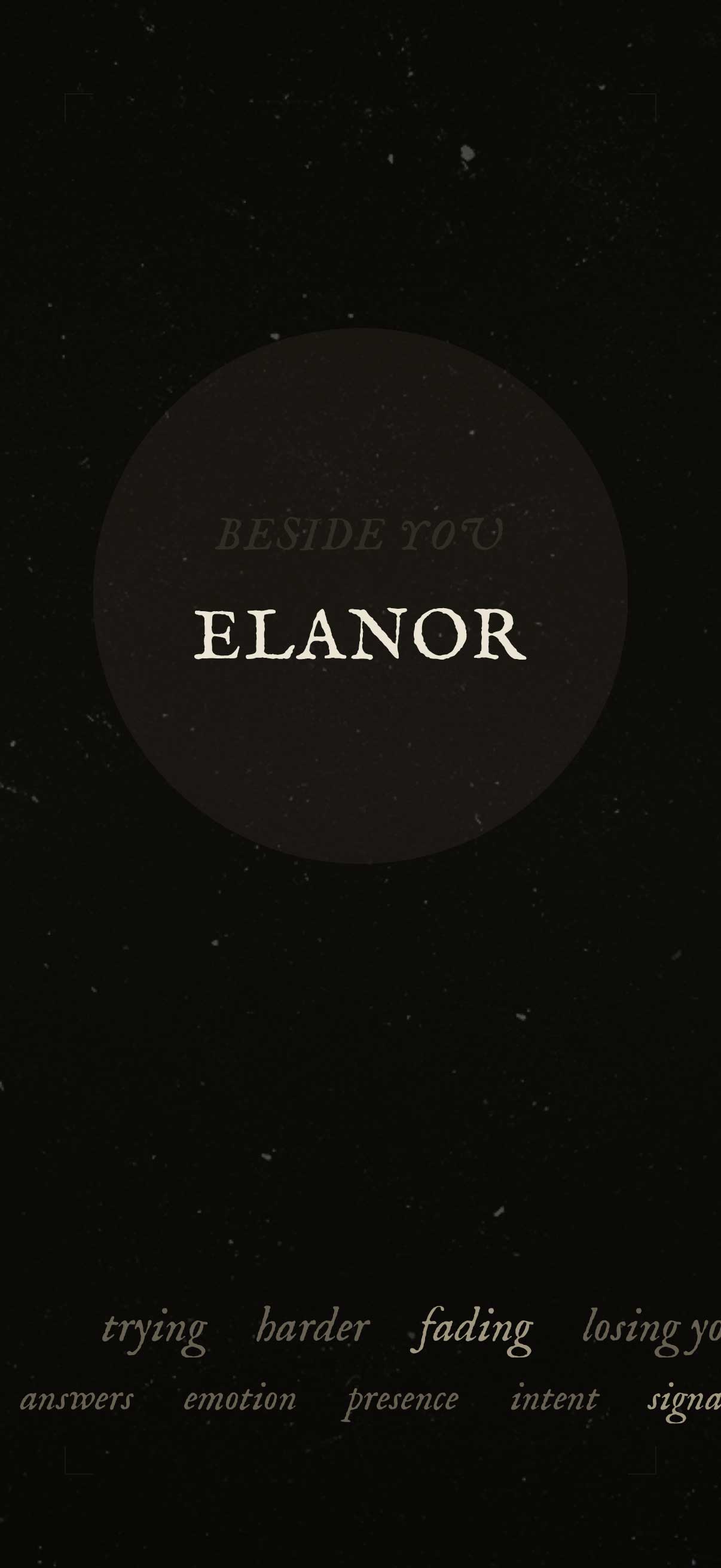 Meridian Loom showing the word ELANOR with BESIDE YOU fading behind it